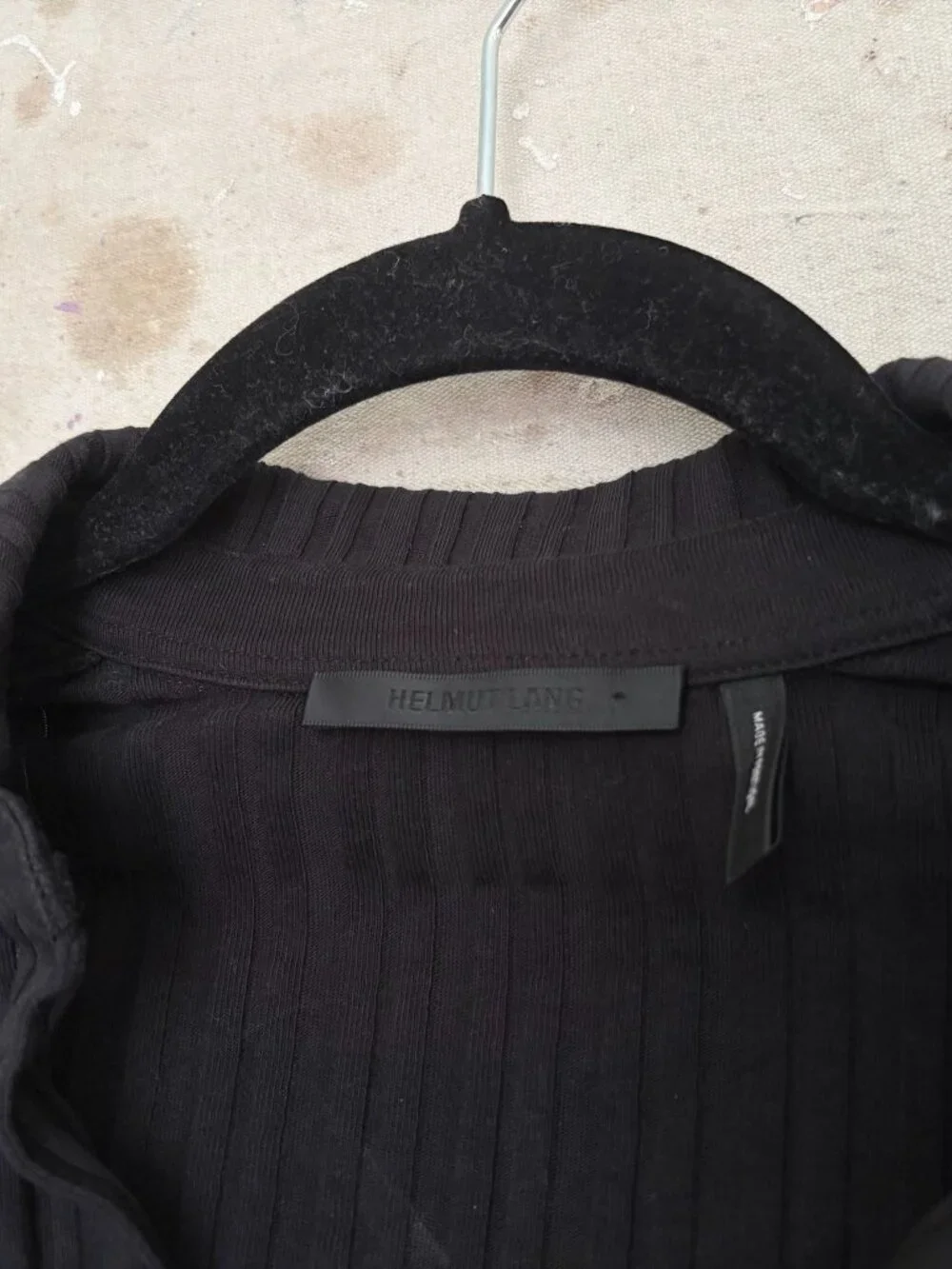 Helmut Lang Long Sleeve Crop Polo Top